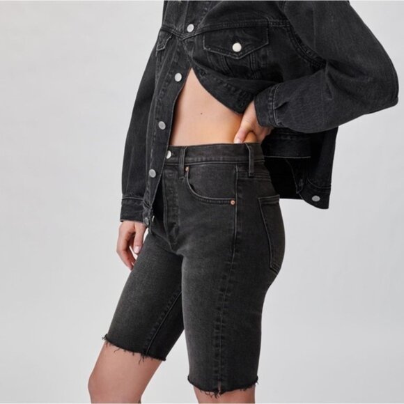 Aritzia Denim Forum Yoko Bermuda Jorts Jean Shorts High Rise Waist Black - Picture 5 of 13